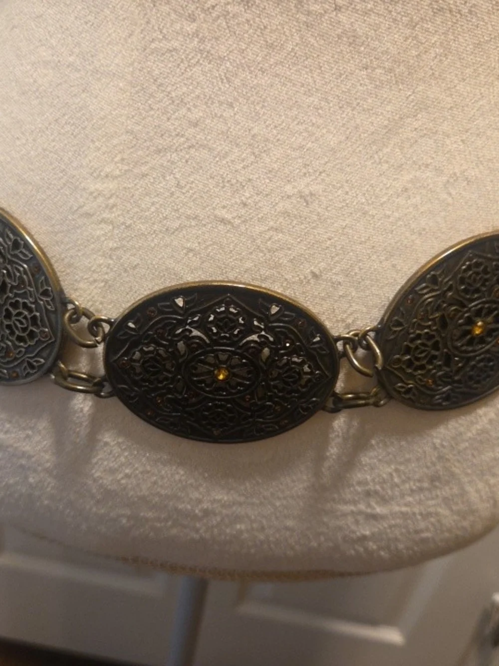 Chico's Gold-Tone Filigree Medallion Chain Belt